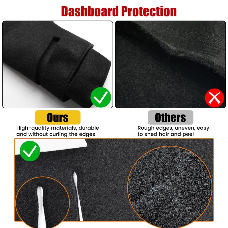 Hex Autoparts Dash Cover Mat Dashboard Pad for 94-97 Dodge Ram 1500 2500 3500 Truck (Black) - Image 5